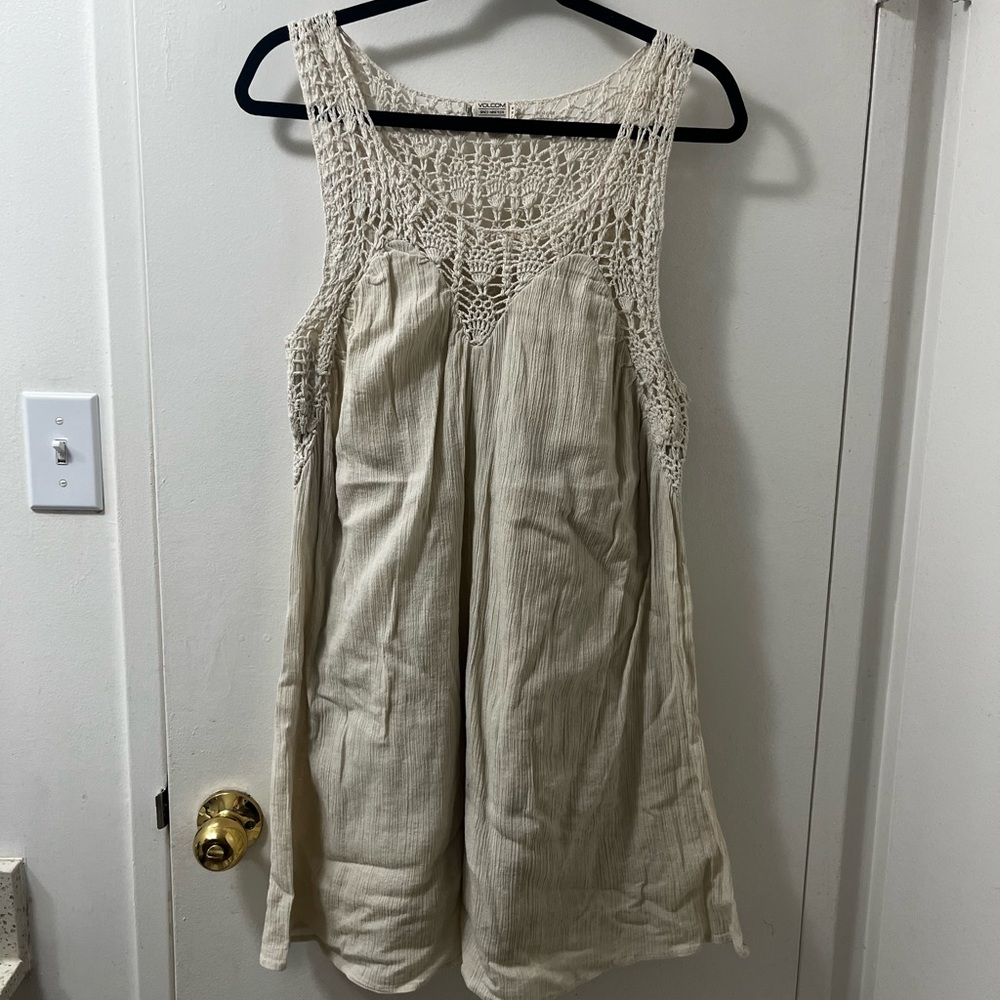 Volcom Cream Crochet Sleeveless Top